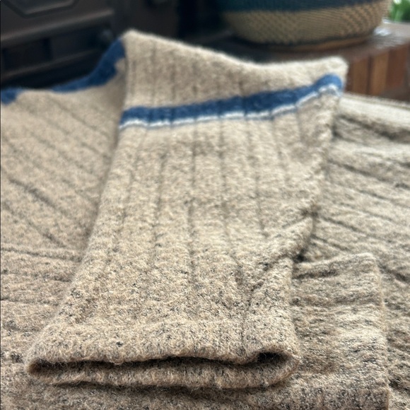 North West Blue V-Neck Sweater in Brown with Blue and White Highlights - Picture 3 of 6